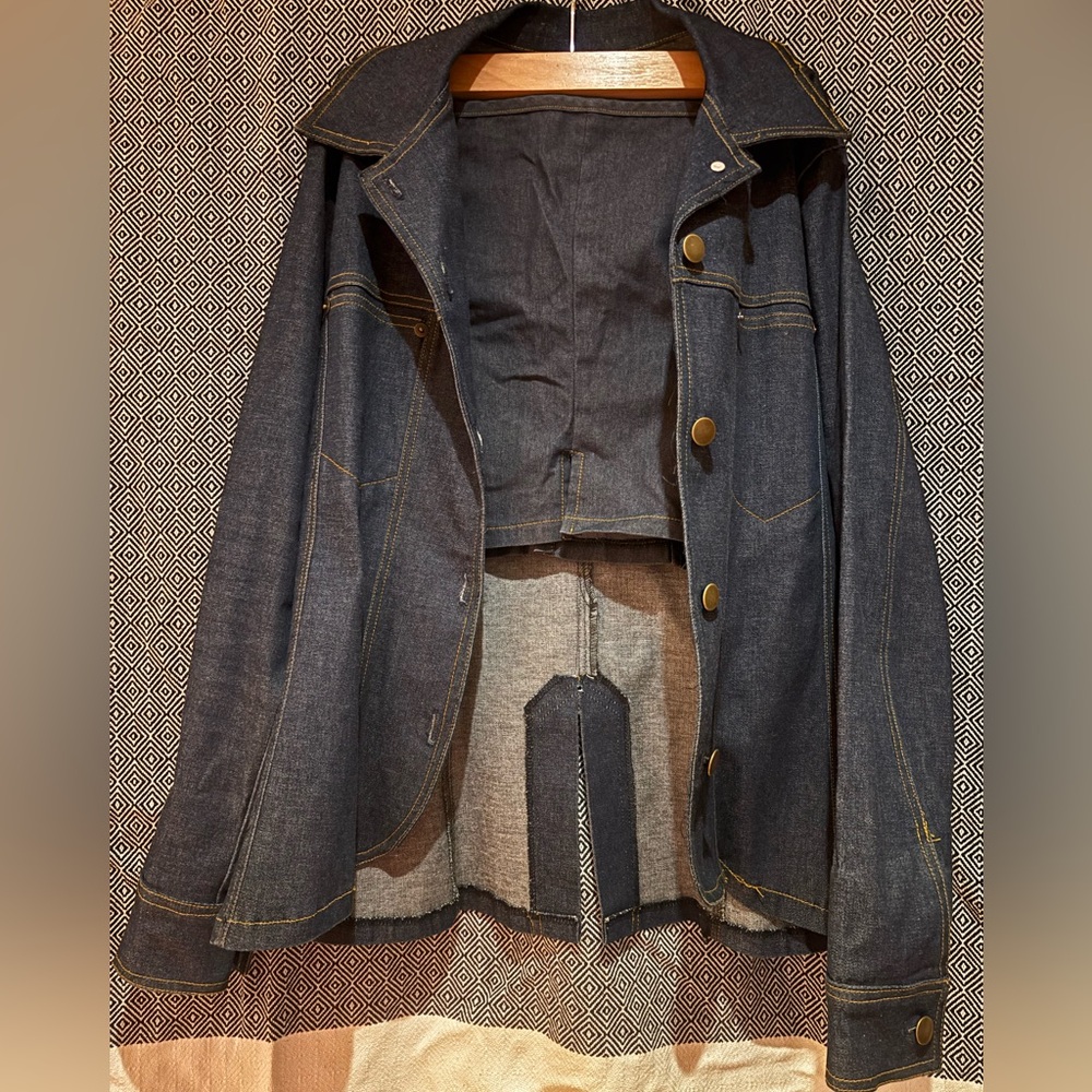 Women’s Vintage 90’s Denim Jacket and Tube Top with Gold Accents